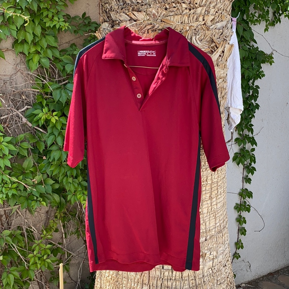 Nike Red and Black Golf Shirt | S